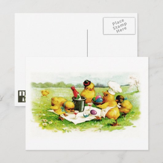 ハッピーイースター。ヴィンテージシックイースターポストカード シーズンポストカード (正面/裏面)
