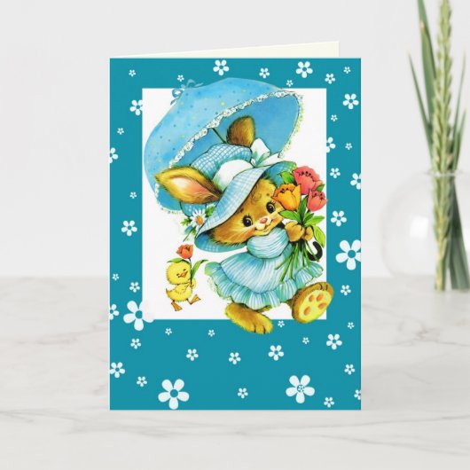 ハッピーイースター。ヴィンテージバニーとシック シーズンカード (正面)