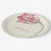 ハッピーイースター |ヴィンテージファインアートピンク&ホワイトチューリップ ペーパープレート (アングル)