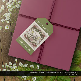 ハッピーイースター:ヴィンテージリリーデザイン平和の希望 ギフトタグ