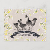 ハッピーイースター。ヴィンテージロスター&ヘンイースター シーズンポストカード (正面)