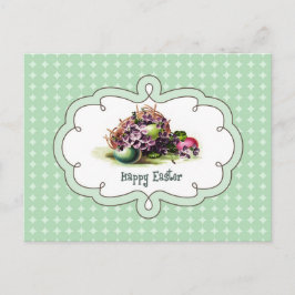 ハッピーイースター。ヴィンテージ入りバスケット シーズンポストカード