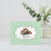 ハッピーイースター。ヴィンテージ入りバスケット シーズンポストカード (スタンド正面)