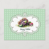 ハッピーイースター。ヴィンテージ入りバスケット シーズンポストカード (正面)