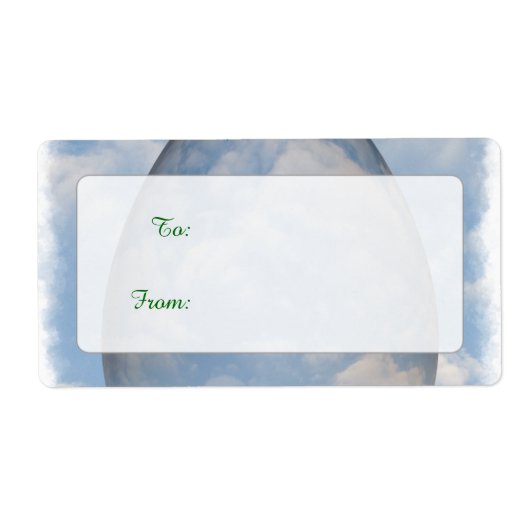 ハッピーイースター – 上空の透明なイースター卵 ラベル (正面)