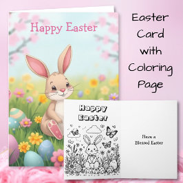 ハッピーイースター | 内側の色付けページ カード