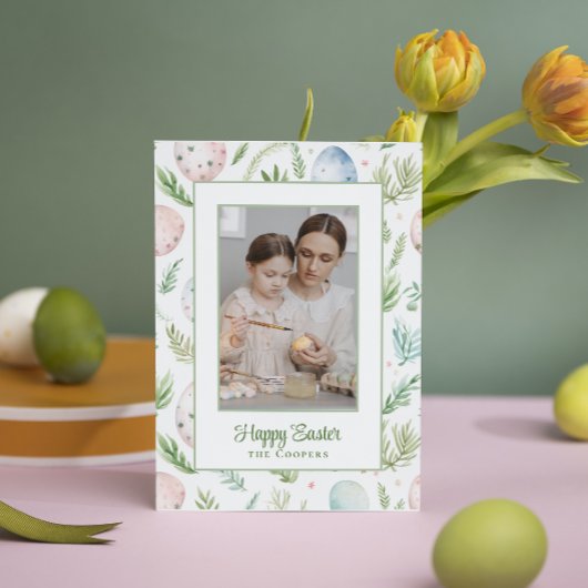 ハッピーイースター |写真カスタムと名前 |植物学 シーズンカード