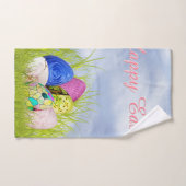 「ハッピーイースター」半ダースの卵花の写真 バスタオルセット (ハンドタオル)