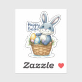 ハッピーイースター、卵かご入りバニー シール (シート)
