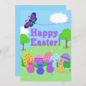ハッピーイースター!卵感じと虫のように見える シーズンカード (正面/裏面)