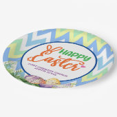 ハッピーイースター、卵狩りとポット運 ペーパープレート (アングル)
