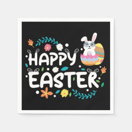 ハッピーイースター、卵、バニー&フラワー スタンダードカクテルナプキン