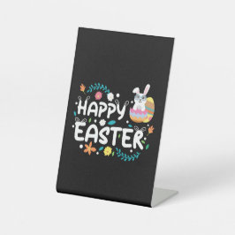 ハッピーイースター、卵、バニー&フラワー 台座サイン