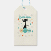 ハッピーイースター、原子時代、ミッドセンチュリーモダン猫 ギフトタグ (正面)