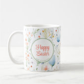 ハッピーイースター |名前をカスタムする |フローラ コーヒーマグカップ (左)