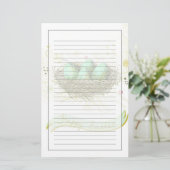 ハッピーイースター! -多彩な卵が付いている鳥の巣 便箋 (スタンド正面)