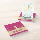 ハッピーイースター、夢うさぎ ガラスコースター (アングル)