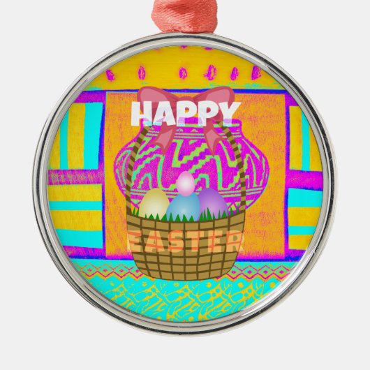 ハッピーイースター。常賛美に メタルオーナメント (正面)