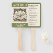 ハッピーイースター:平和と希望のヴィンテージリリー教会 ハンドファン (正面&裏面)