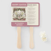 ハッピーイースター:平和と希望のヴィンテージリリー教会 ハンドファン (正面&裏面)