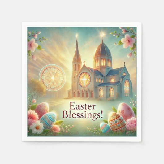 「ハッピーイースター：愛と笑いの日」 スタンダードカクテルナプキン (正面)