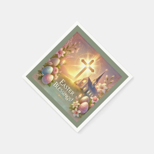 「ハッピーイースター：愛と笑いの日」 スタンダードカクテルナプキン (角)