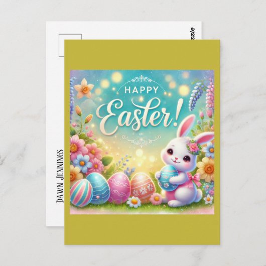 「ハッピーイースター：愛と笑いの日」 ポストカード (正面/裏面)