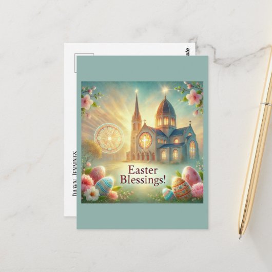 「ハッピーイースター：愛と笑いの日」 ポストカード (正面/裏面インサイチュ)