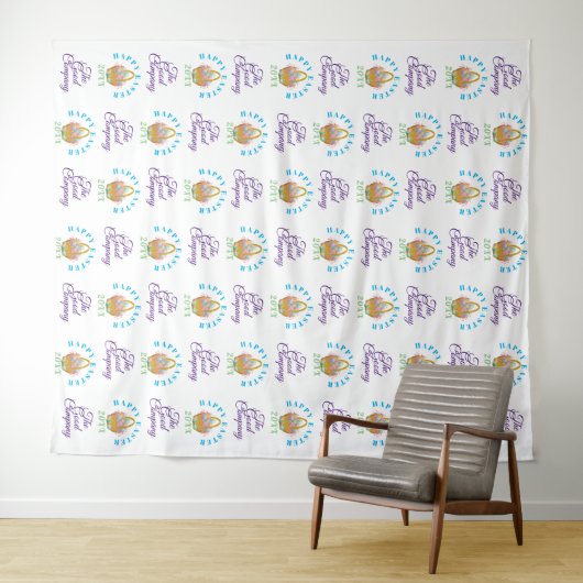 ハッピーイースター|手順と写真の背景を繰り返す タペストリー (インサイチュ(横))