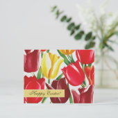 ハッピーイースター。春チューリップ絵画ズはがき シーズンポストカード (スタンド正面)