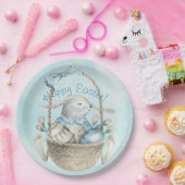 ハッピーイースター!水の色イースターバニー卵バスケット ペーパープレート (パーティー)