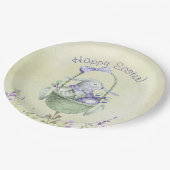 ハッピーイースター!水彩ラベンダーとミントグリーン ペーパープレート (アングル)