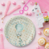 ハッピーイースター!熱気球の水彩バニー ペーパープレート (パーティー)