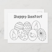 ハッピーイースター、色付けエッグポストカード ポストカード (正面/裏面)