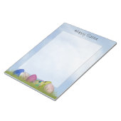 ハッピーイースター-花の写真イースターエッグ ノートパッド (アングル)