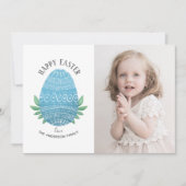 ハッピーイースター。青い卵。かわいいおもしろい植物写真 シーズンカード (正面)