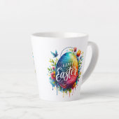 ハッピーイースター:鮮やか水彩復活卵 カフェラテマグ (右アングル)