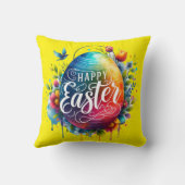 ハッピーイースター:鮮やか水彩復活卵 クッション (裏面)