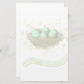 ハッピーイースター!-鳥の巣にカラフル卵 便箋 (正面/裏面)