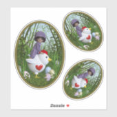 ハッピーイースター – 鶏に乗る シール (シート)