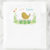 ハッピーイースター、鶏肉、花 楕円形シール (バッグ)