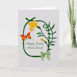 ハッピーイースター、黄色いチューリップおよび蝶 シーズンカード