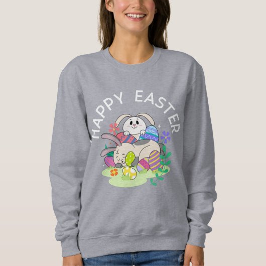 ハッピーイースター- Bunnies & Eggs Sweatshirt スウェットシャツ (正面)