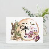 ハッピーイースター | Macaroons Bunniesと春フルーツ シーズンカード (スタンド正面)