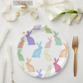 ハッピーイースター- Rainbow Bunny's pattern ペーパープレート