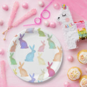 ハッピーイースター- Rainbow Bunny's pattern ペーパープレート (パーティー)