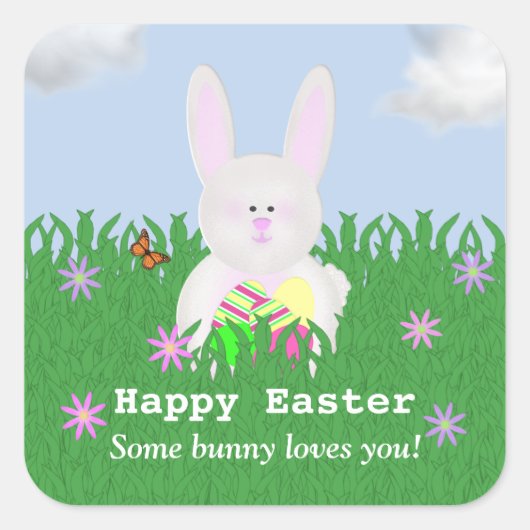 ハッピーイースター: Some Bunny Loves You Stickers スクエアシール (正面)