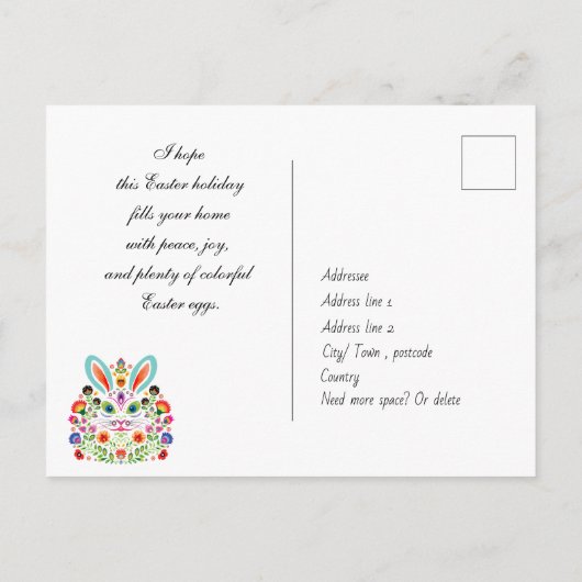 🐰ハッピーイースター(Wycinanki)カスタマイズ可能 ポストカード (裏面)
