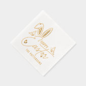 ハッピーイースターBunny Earsスクリプトパーソナライズされた名 箔ナプキン (右)