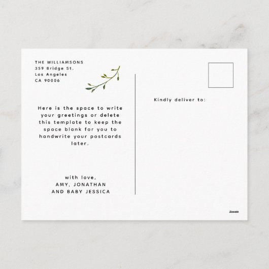 ハッピーイースターChic Scriptミニマリスト2枚の写真 シーズンポストカード (裏面)